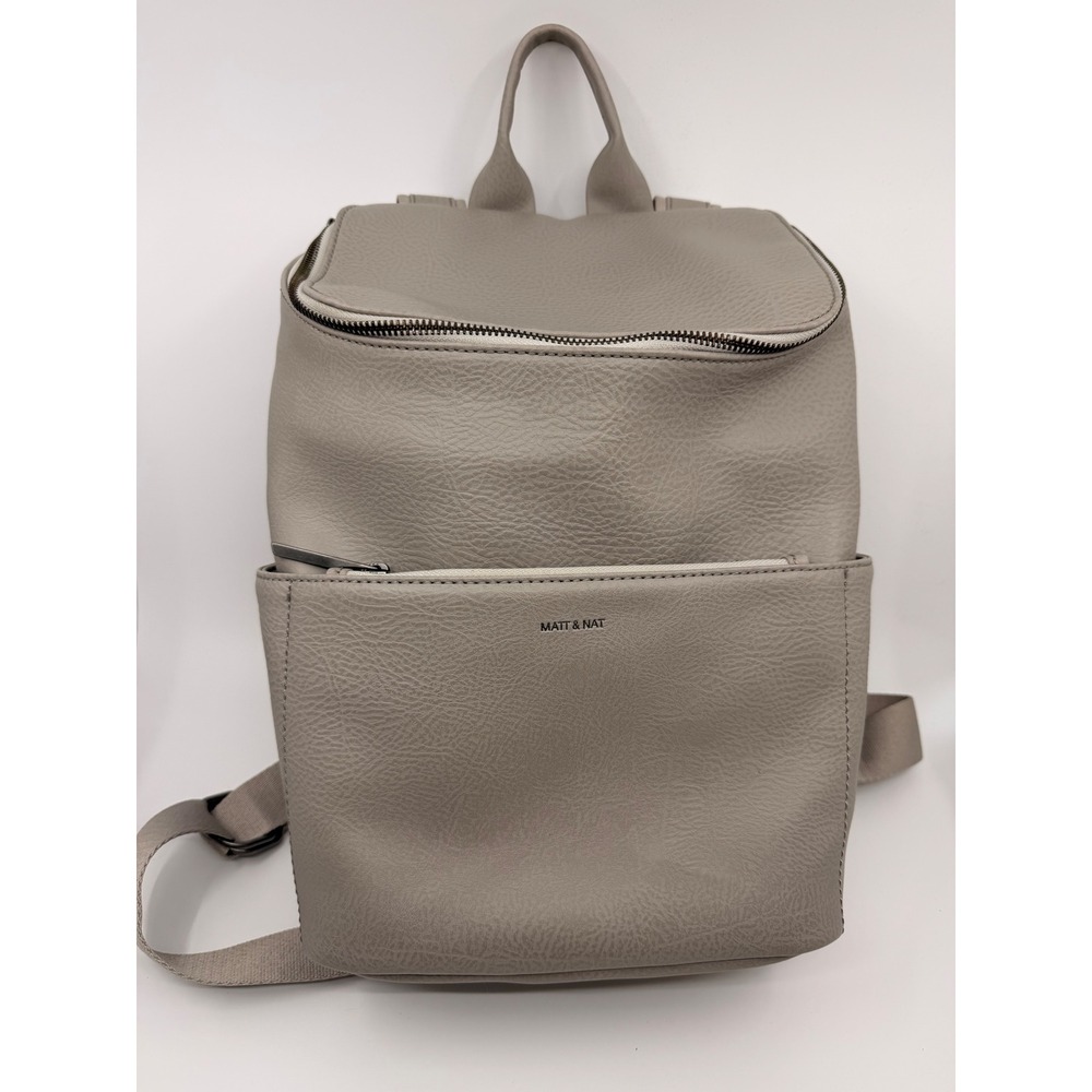 Matt & Nat Fabi Vegan Leather Backpack Grey Structured Travel Bag